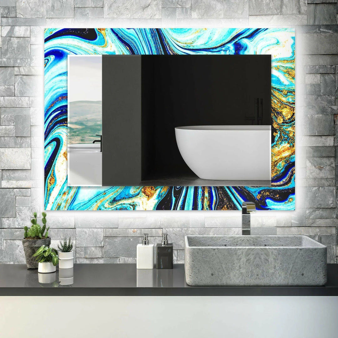 Vivid Blue Epoxy Wall Mirror Green Wall Mirror