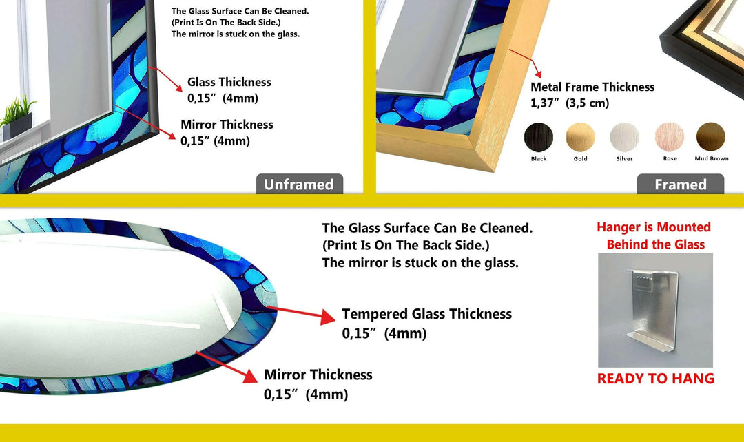 Blue Nacreous Abstract Wall Mirror - MyPhotoStation