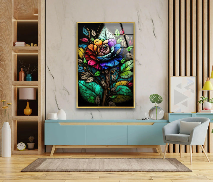 Flower Design Stained Glass Wall Art glass photo prints, glass picture prints