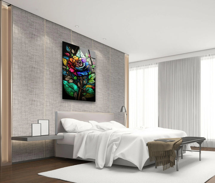 Flower Design Stained Glass Wall Art large glass photo prints, glass wall photos