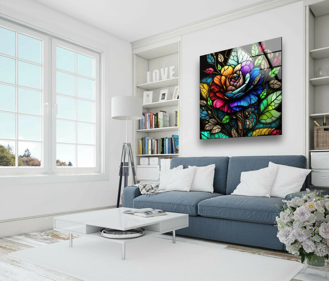 Flower Design Stained Glass Wall Art picture on glass wall art, photos printed on glass