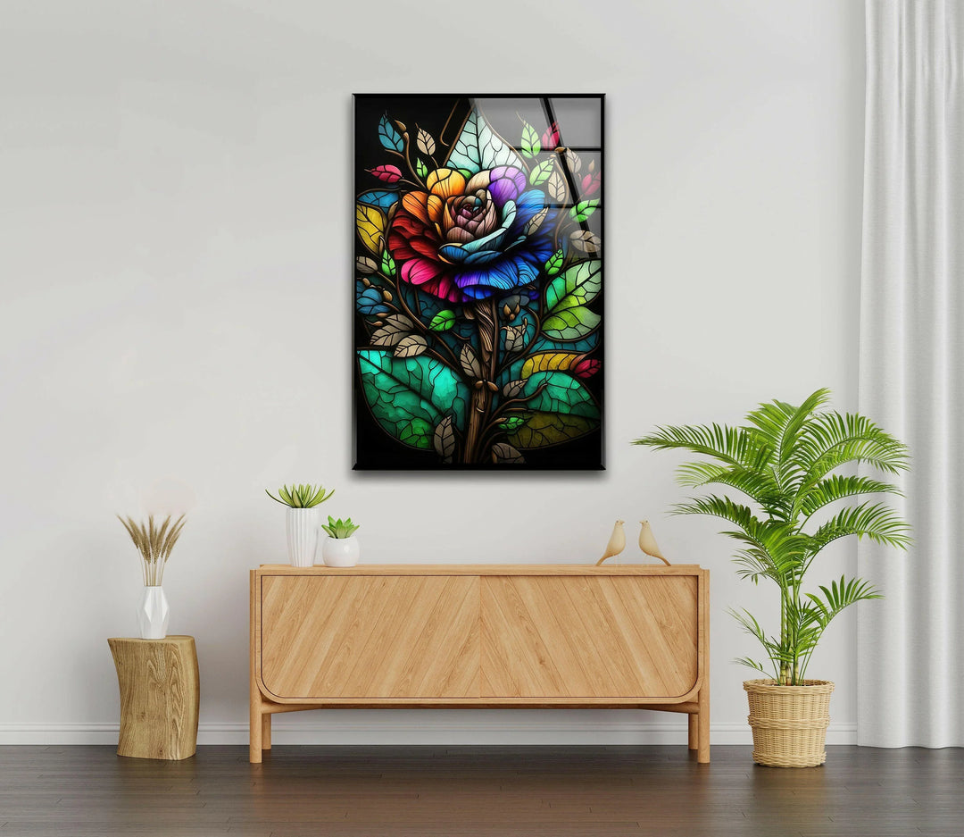 Flower Design Stained Glass Wall Art glass image printing, glass prints from photos