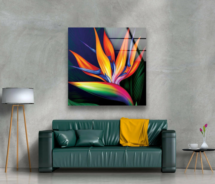 Paradise Flower Glass Wall Art, glass image printing, glass prints from photos