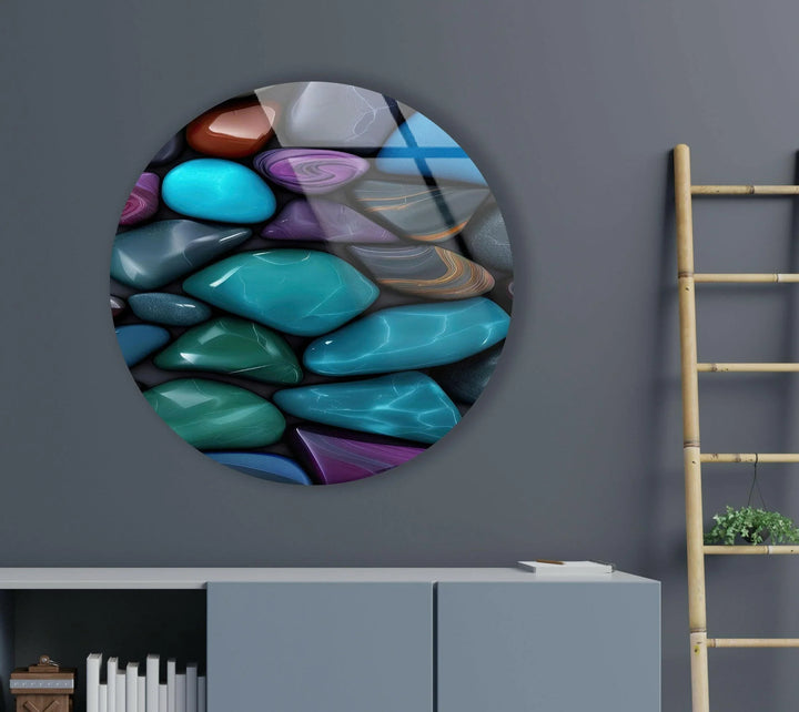 Zen Spa Colored Stones Round Glass Wall Art custom glass photo prints, large glass prints