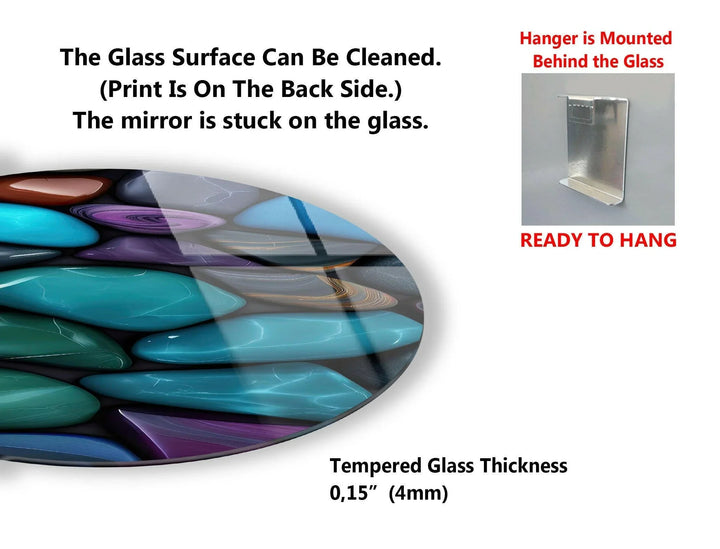 Zen Spa Colored Stones Round Glass Wall Art - MyPhotoStation