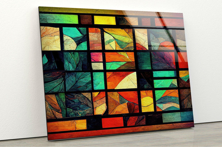 Vivid Geometric Stained Artworks Glass Printing Wall Arts