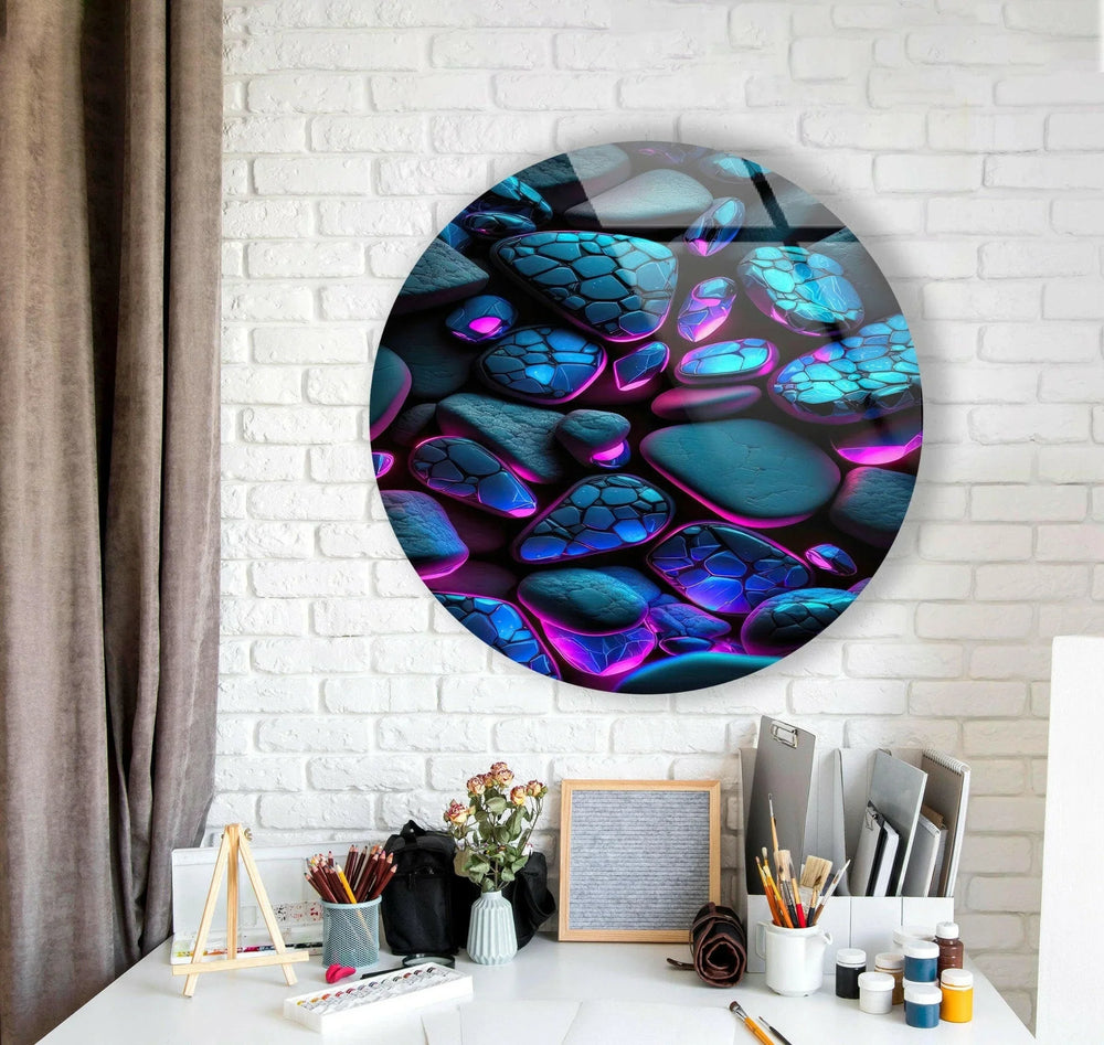 Zen Spa Stones Purple Round Glass Wall Art glass wall decor, glass wall art decor