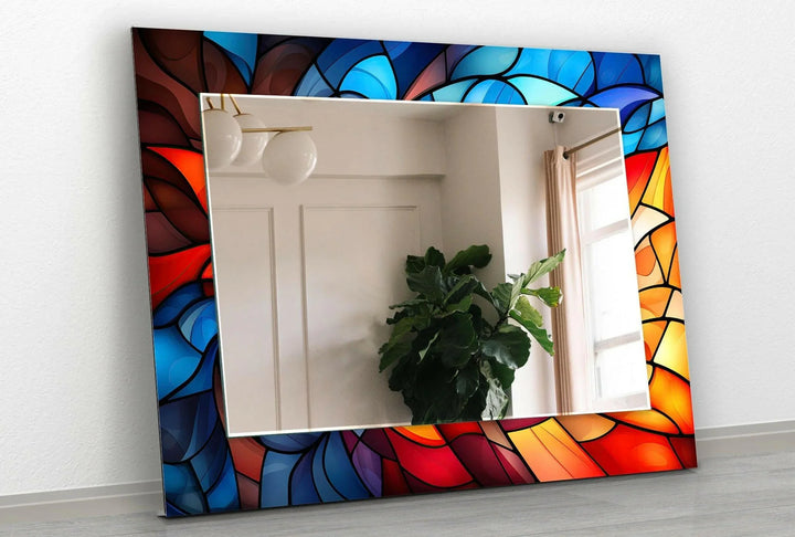 Blue Orange Round Wall Mirror Rectangle Mirror