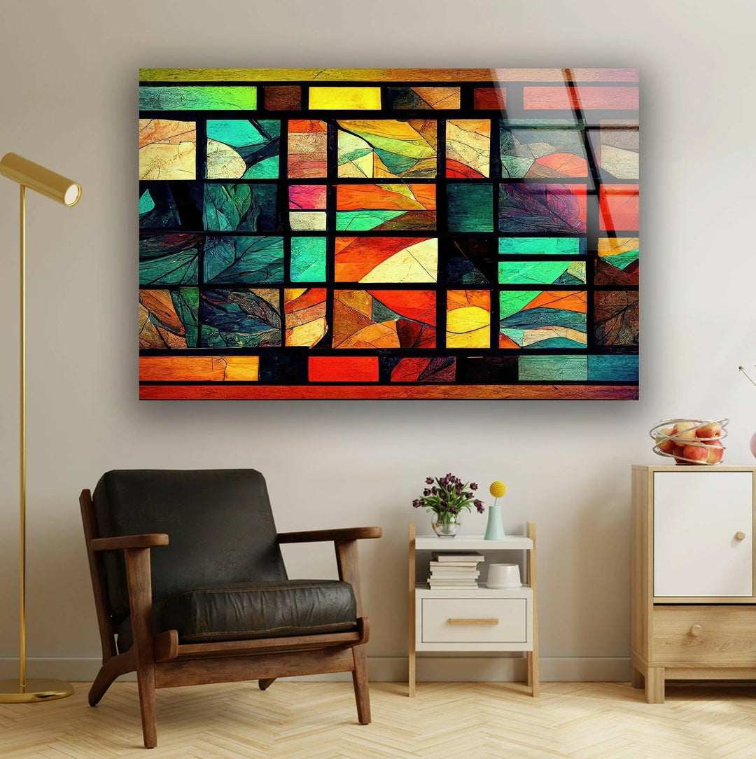 Geometric Stained Artworks Glass Wall Art