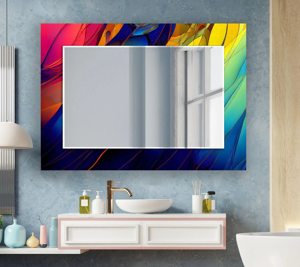 Modern Colored Abstract Wall Mirror Living Room Mirror