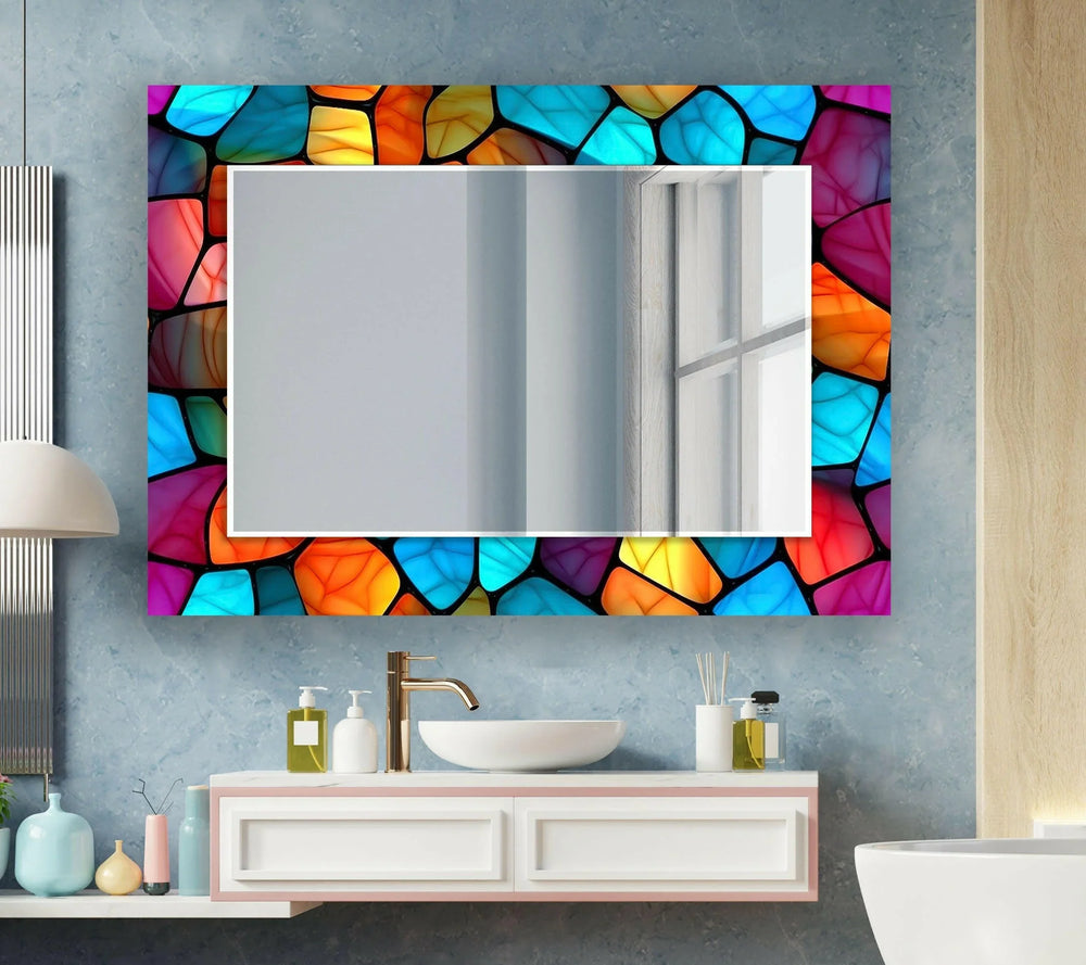 Vividly Colored Mosaic Wall Mirror Black Wall Mirror