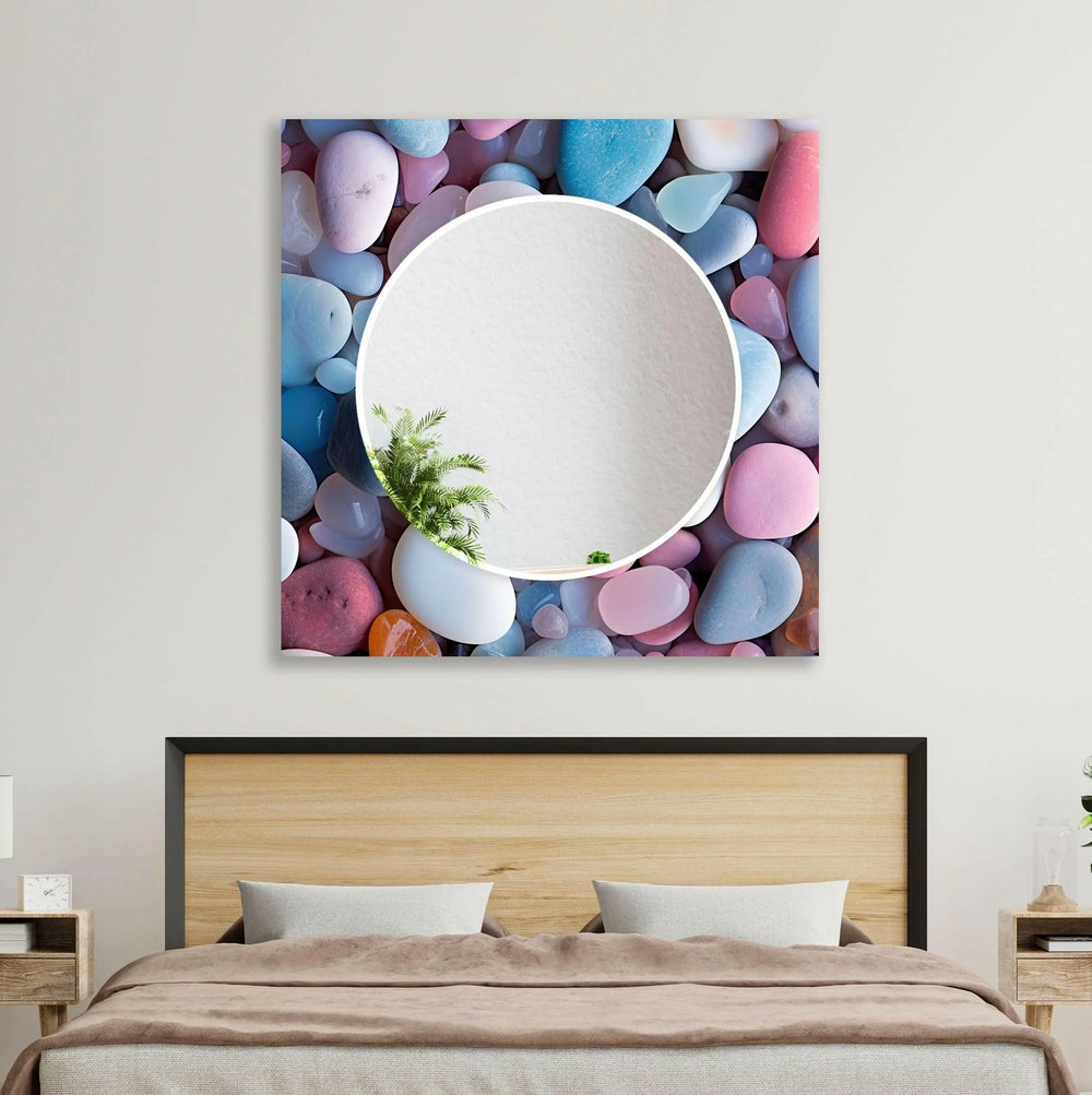 Zen Spa Stones Pink Wall Mirror mirror black