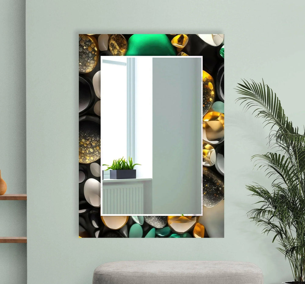 Shiny Zen Spa Stones Wall Mirror mirror black