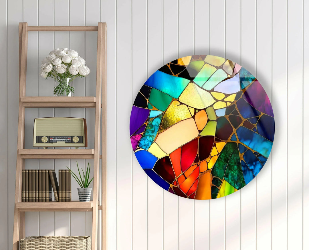 Vivid Stained Round Glass Wall Art glass image printing, glass prints from photos