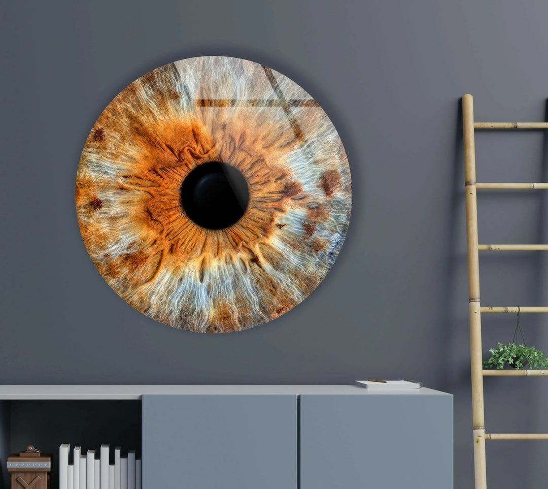 Brown Eye Round Glass Wall Art glass image printing, glass prints from photos