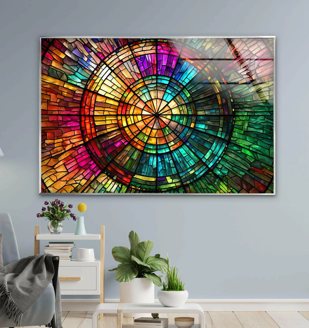 Rainbow Stained Glass Wall Art Glass Printing Wall Art, Print photos on glass