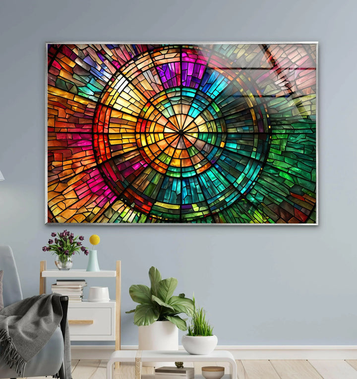 Rainbow Stained Glass Wall Art Glass Printing Wall Art, Print photos on glass