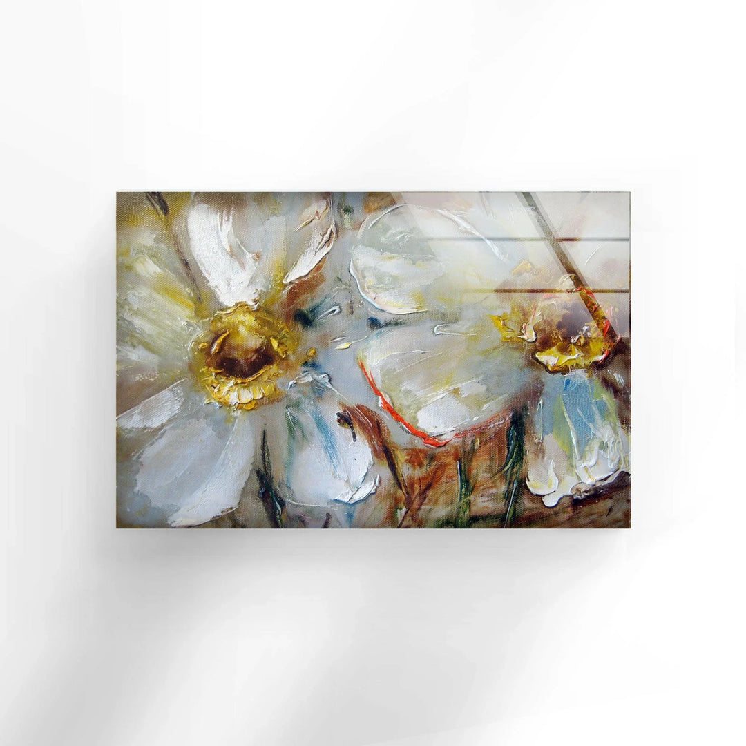 Daisy Oil Paint Glass Wall Art, stained glass wall art, stained glass wall decor