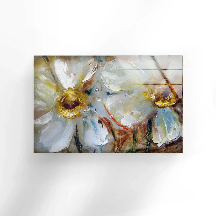 Daisy Oil Paint Glass Wall Art, stained glass wall art, stained glass wall decor
