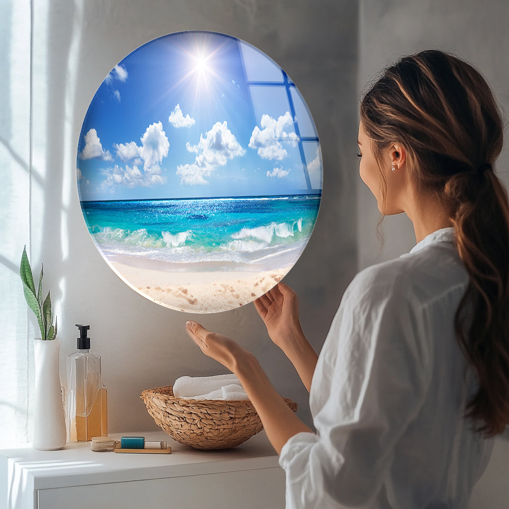 Beach wall art with serene ocean waves for coastal home decor