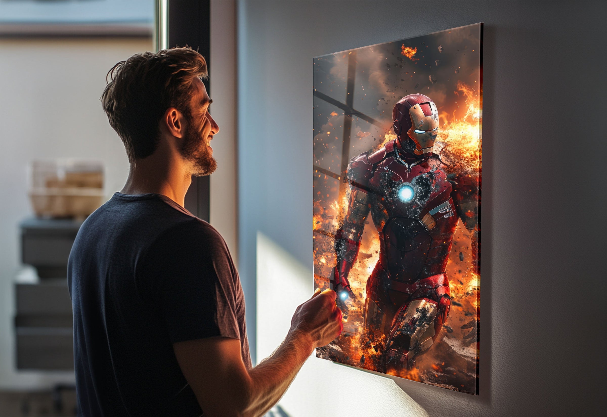 Luxurious Iron Man artwork for upscale home interiors, modern wall decor