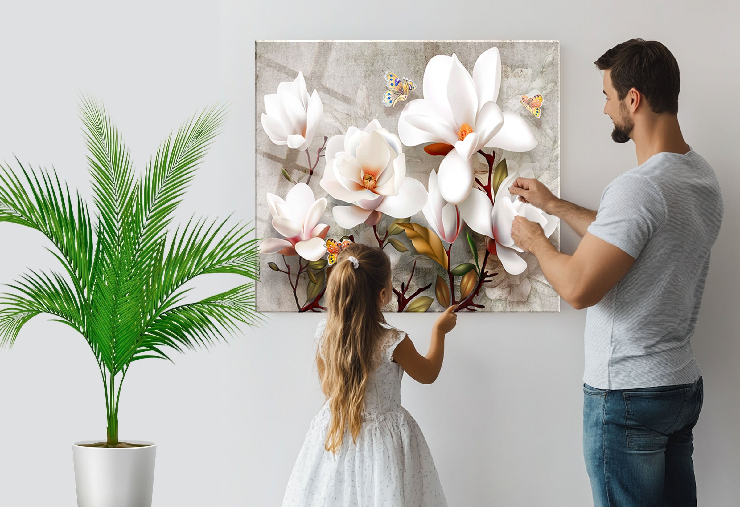 Beautiful magnolia flower wall art to brighten up your space and add a touch of nature