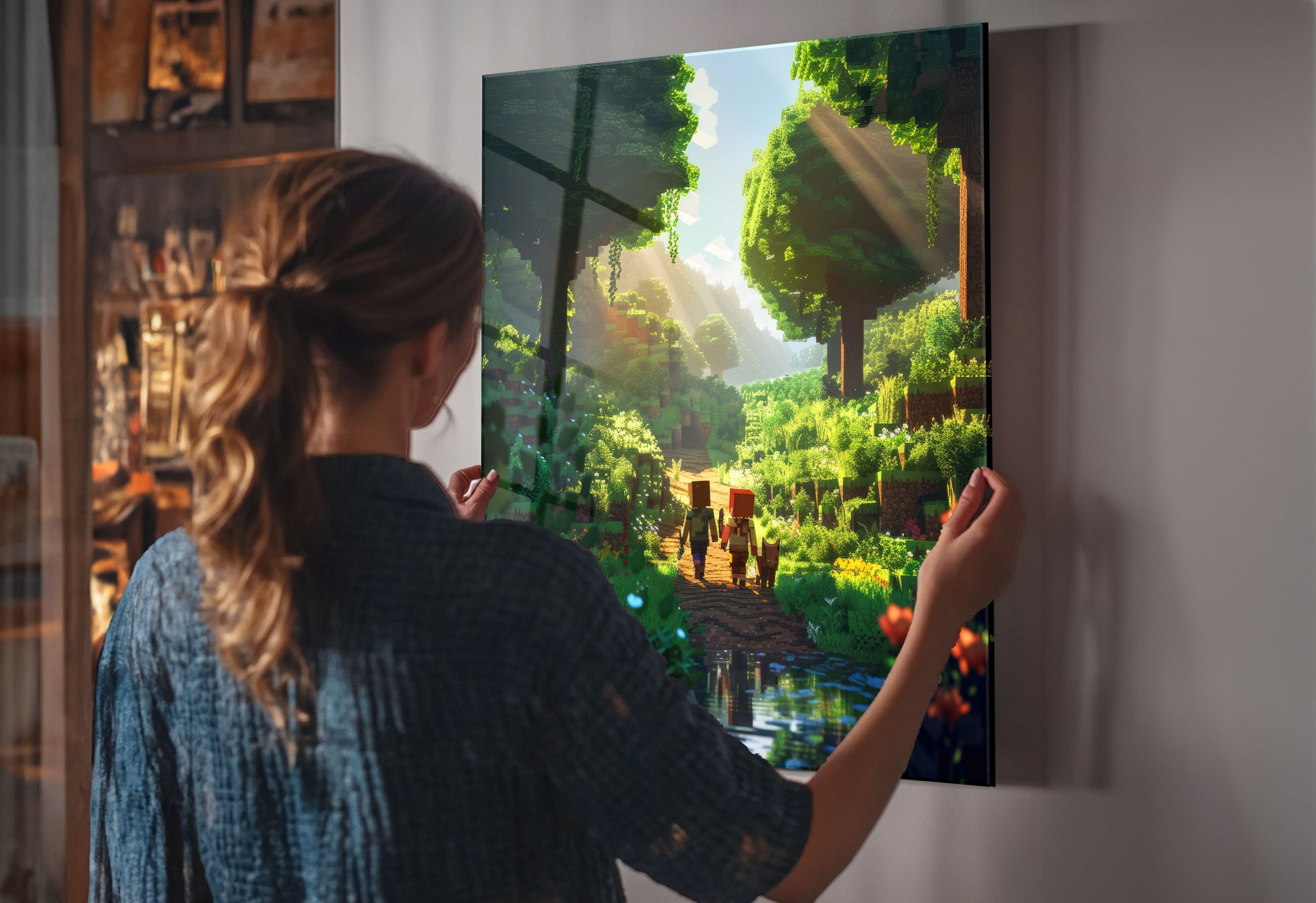 Colorful Minecraft wall art for kids' room decor
