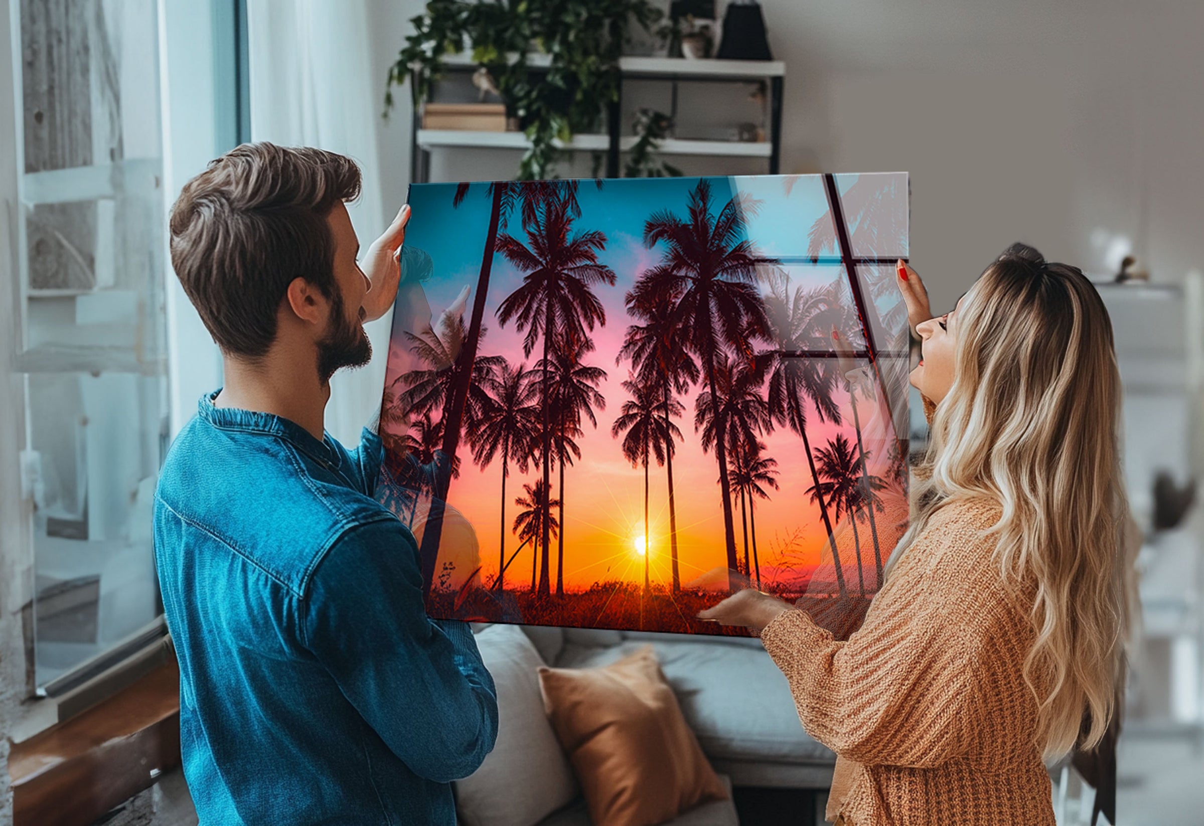 Transform your room into an oasis with vibrant palm tree art