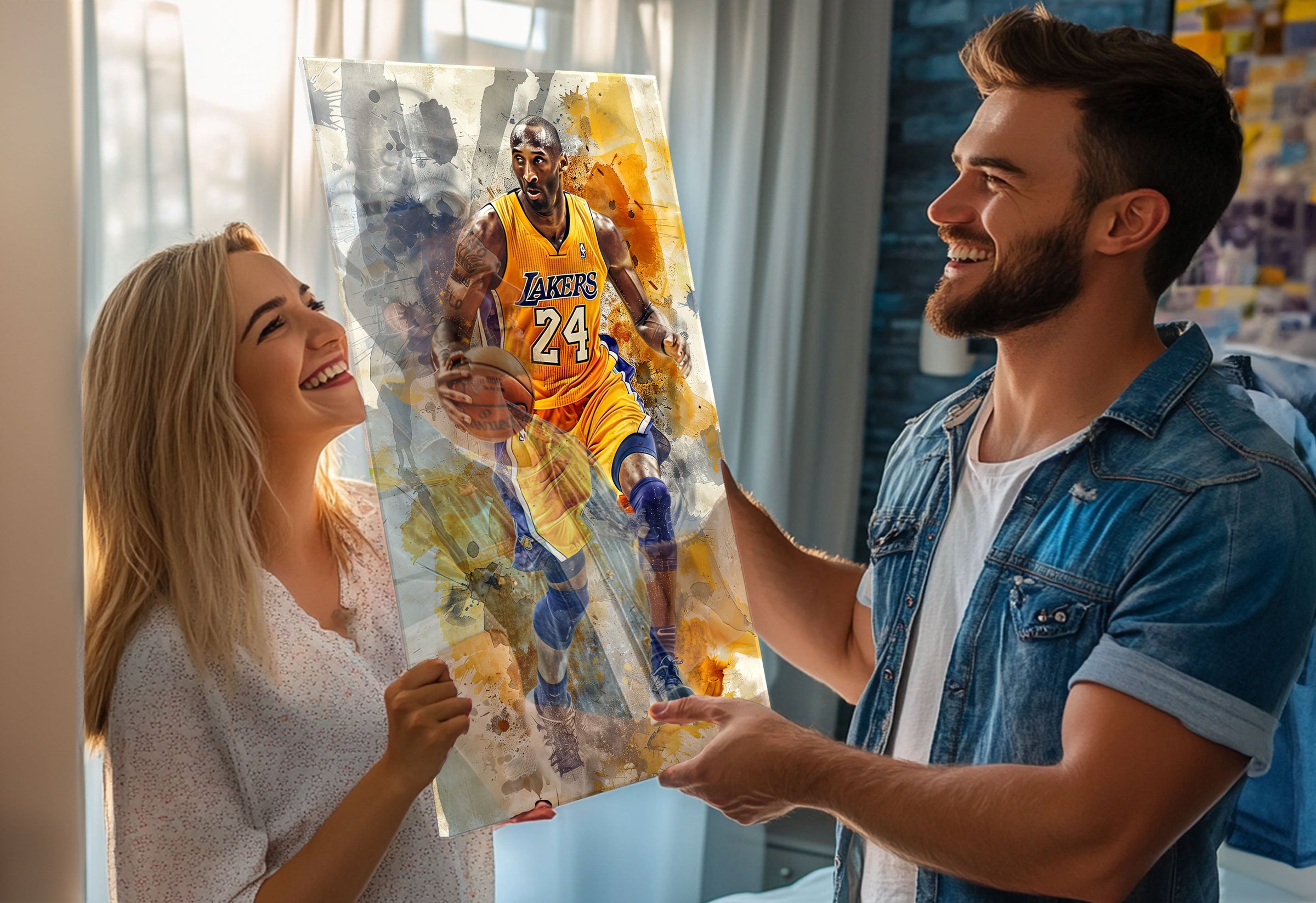 A vibrant basketball wall art for sports enthusiasts