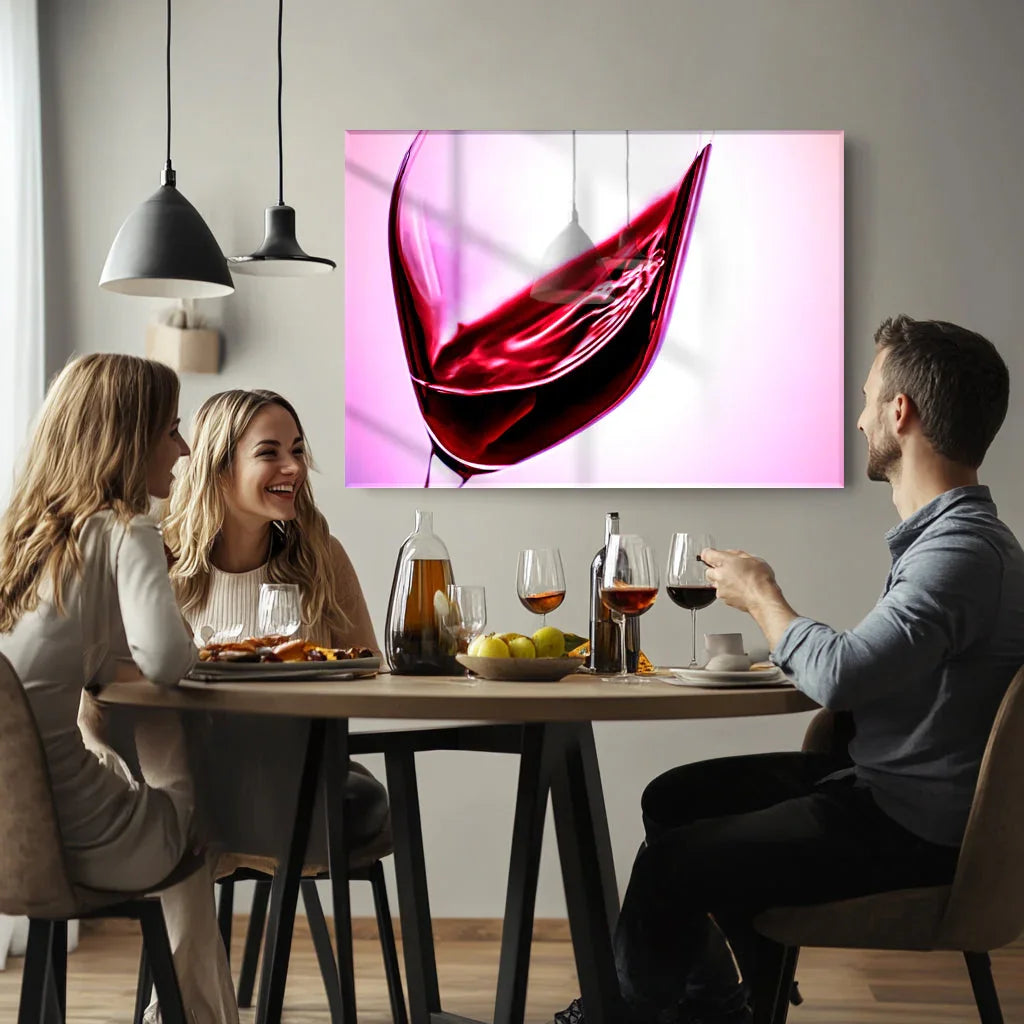 Contemporary dining room setting embellished with stunning wall art