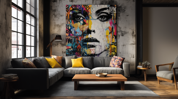 Opulent wall art adds sophistication to luxurious living room