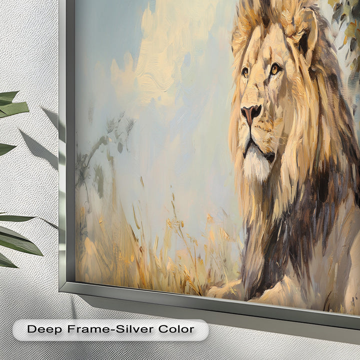 Lion Beneath African Sky - Animal Oil Painting