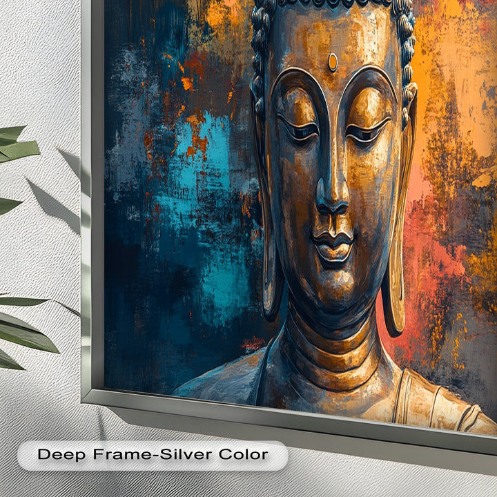 Golden Buddha Wall Art – Colorful Oil Painting