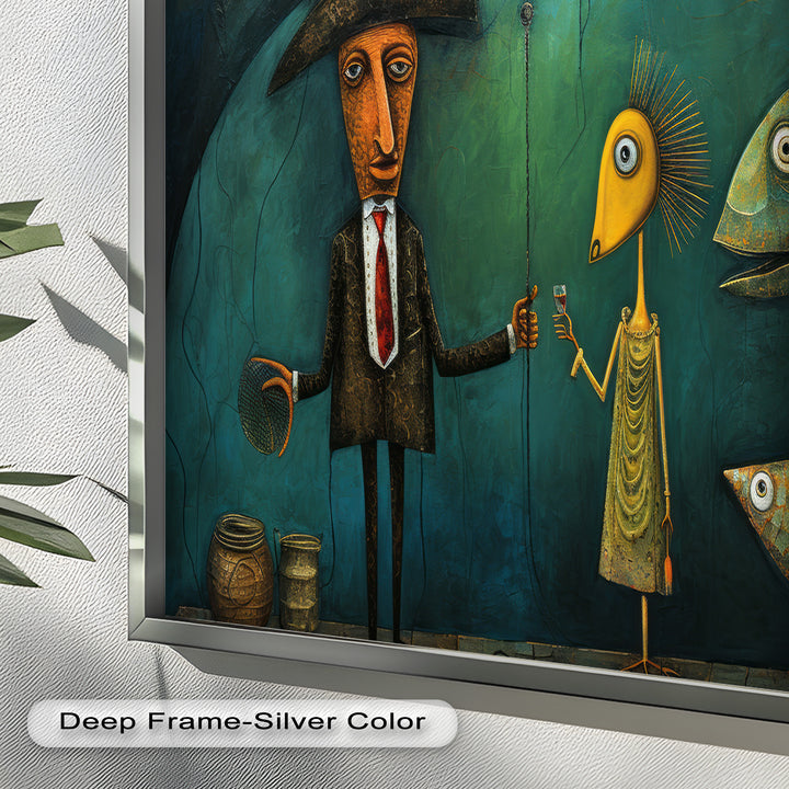 Underwater Toast – Whimsical Surrealist Picasso Oil Painting