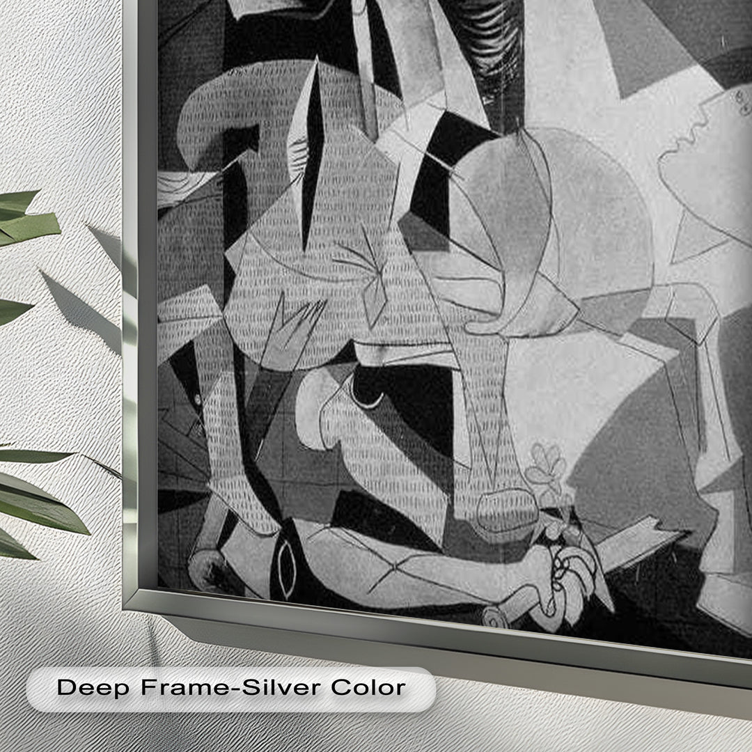Echoes of War – Black & White Cubist Masterpiece Oil Painting