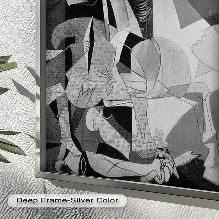 Echoes of War – Black & White Cubist Masterpiece Oil Painting