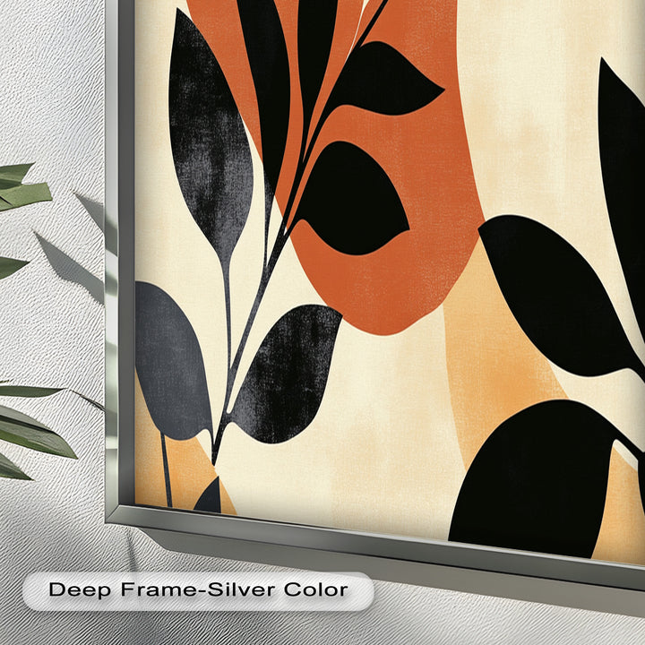 Earth-Tone Botanical Silhouette – Modern Boho Oil Painting
