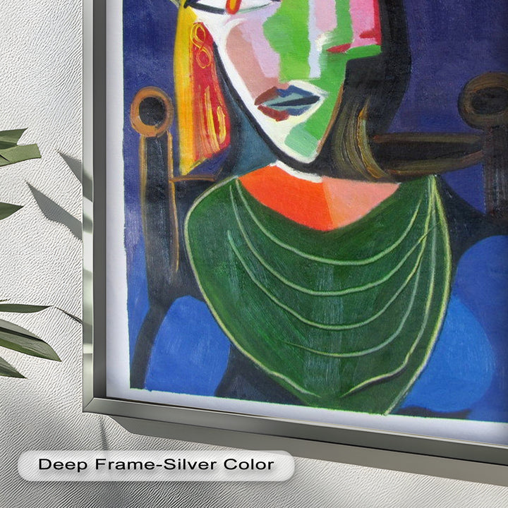 Jade and Indigo Muse – Abstract Woman Picasso Oil Painting