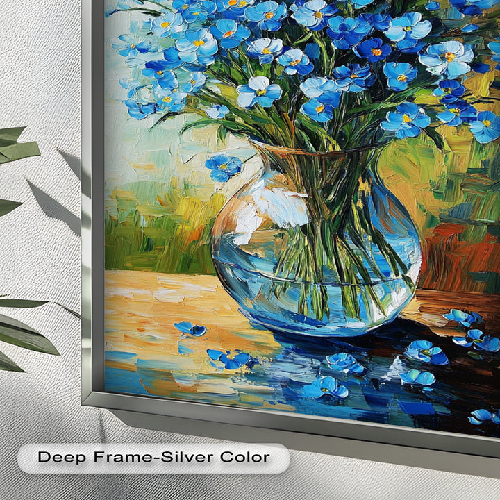 Blue Wildflower Bouquet Wall Art – Floral Oil Painting