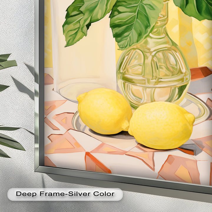 Lemon & Leaf Kitchen Art – Framed Oil Painting