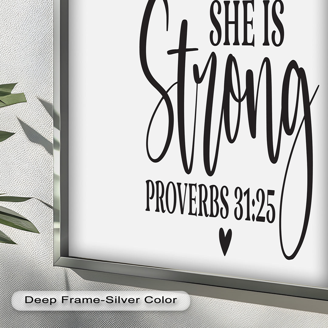 She Is Strong – Proverbs 31:25 Bible Verse Oil Painting