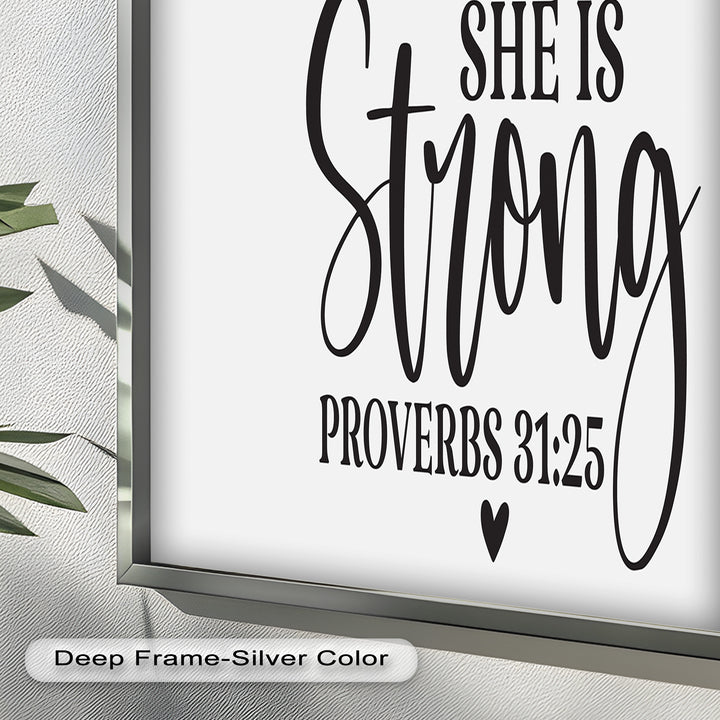 She Is Strong – Proverbs 31:25 Bible Verse Oil Painting