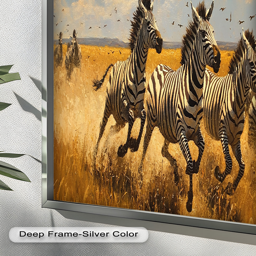 Thundering Zebra Herd – Wild Safari Oil Painting