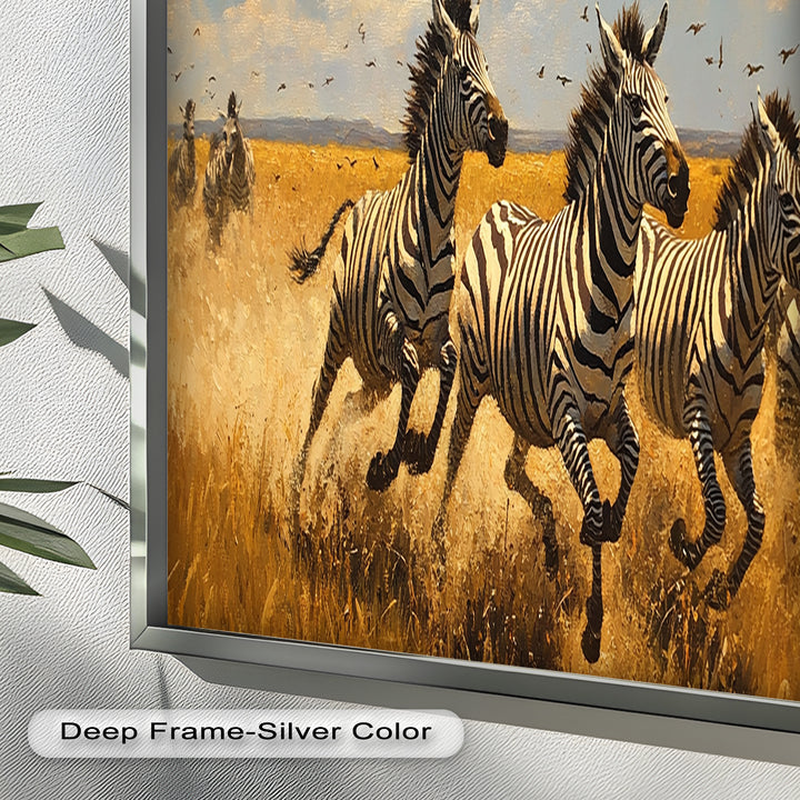 Thundering Zebra Herd – Wild Safari Oil Painting