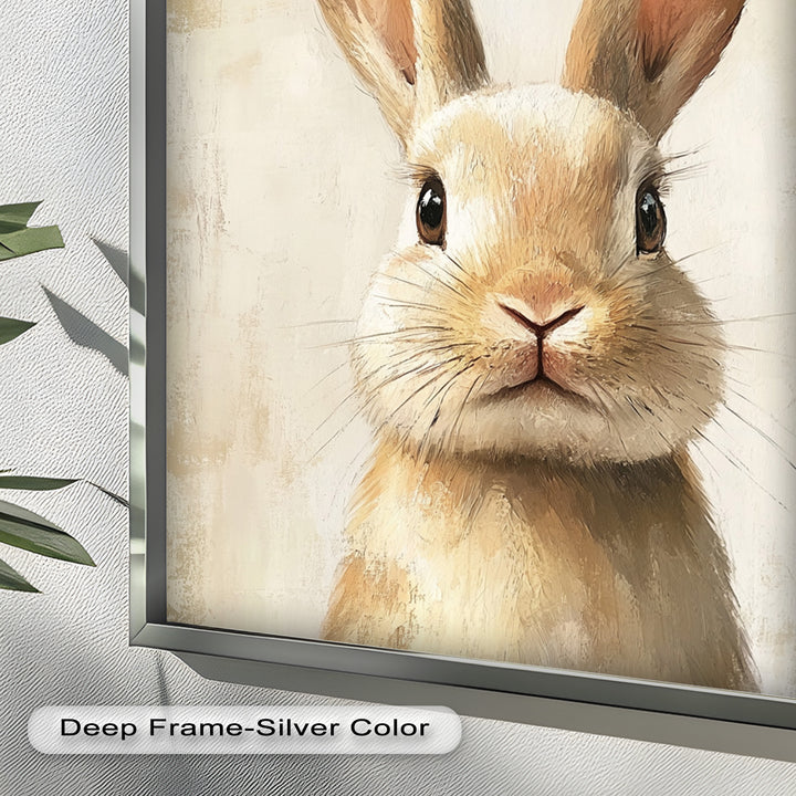 Soft-Gazed Bunny in Cream Hues - Animal Oil Painting