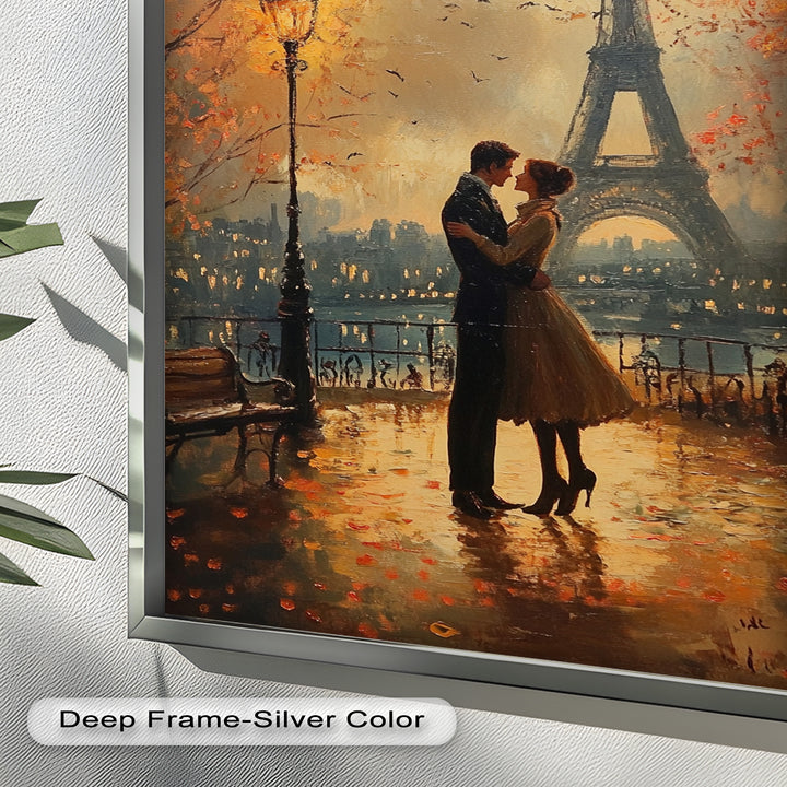 Paris Moonlight – Lovers Beneath the Eiffel Tower Love Oil Painting