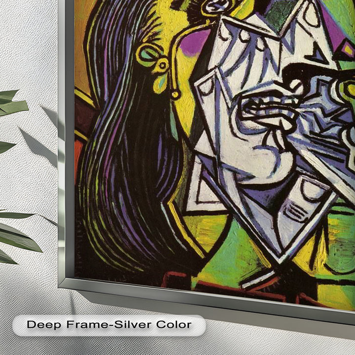 Woman Weeping in Red Hat – Emotional Cubist Expression Picasso Oil Painting