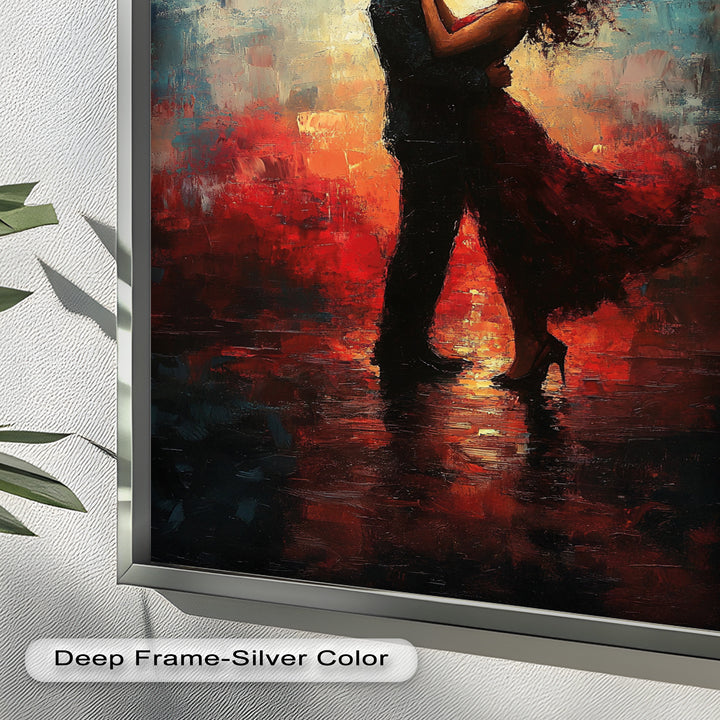 Eternal Flame – Embracing Couple at Sunset Love Oil Painting