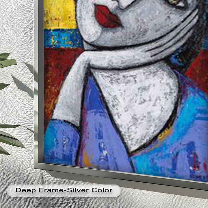 Restful Gaze – Expressionist Woman in Blue Picasso Oil Painting