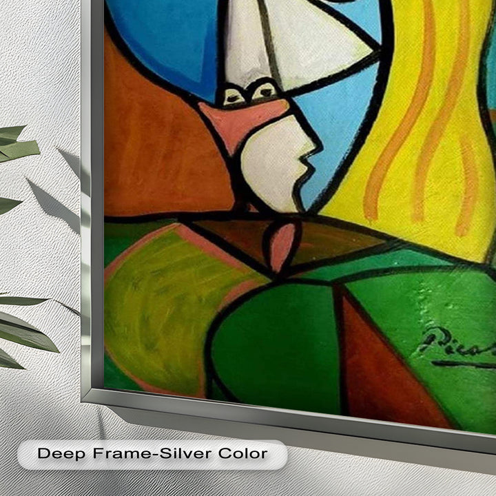 Golden Gaze – Cubist Woman in Hat Picasso Oil Painting